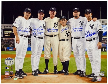 New York Yankees Final Game at Yankee Stadium Signed & Inscribed Perfect Game Battery Mates 16x20 Photo (MLB Authenticated)